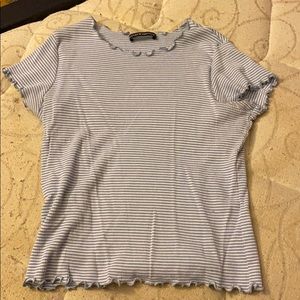 blue and white striped top